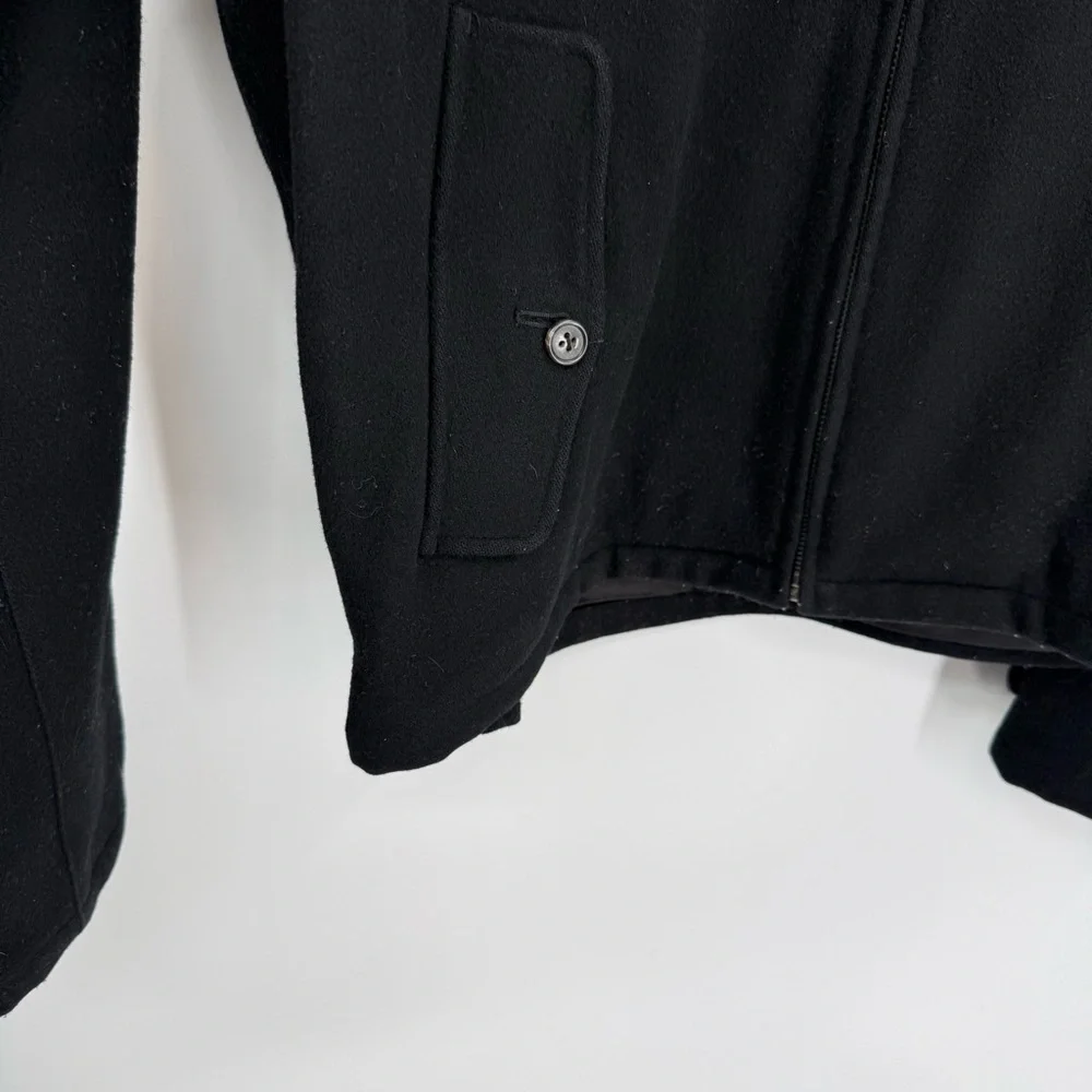 Polo Ralph Lauren Coat Mens Large Black Full Zip Lined Jacket Wool Blend